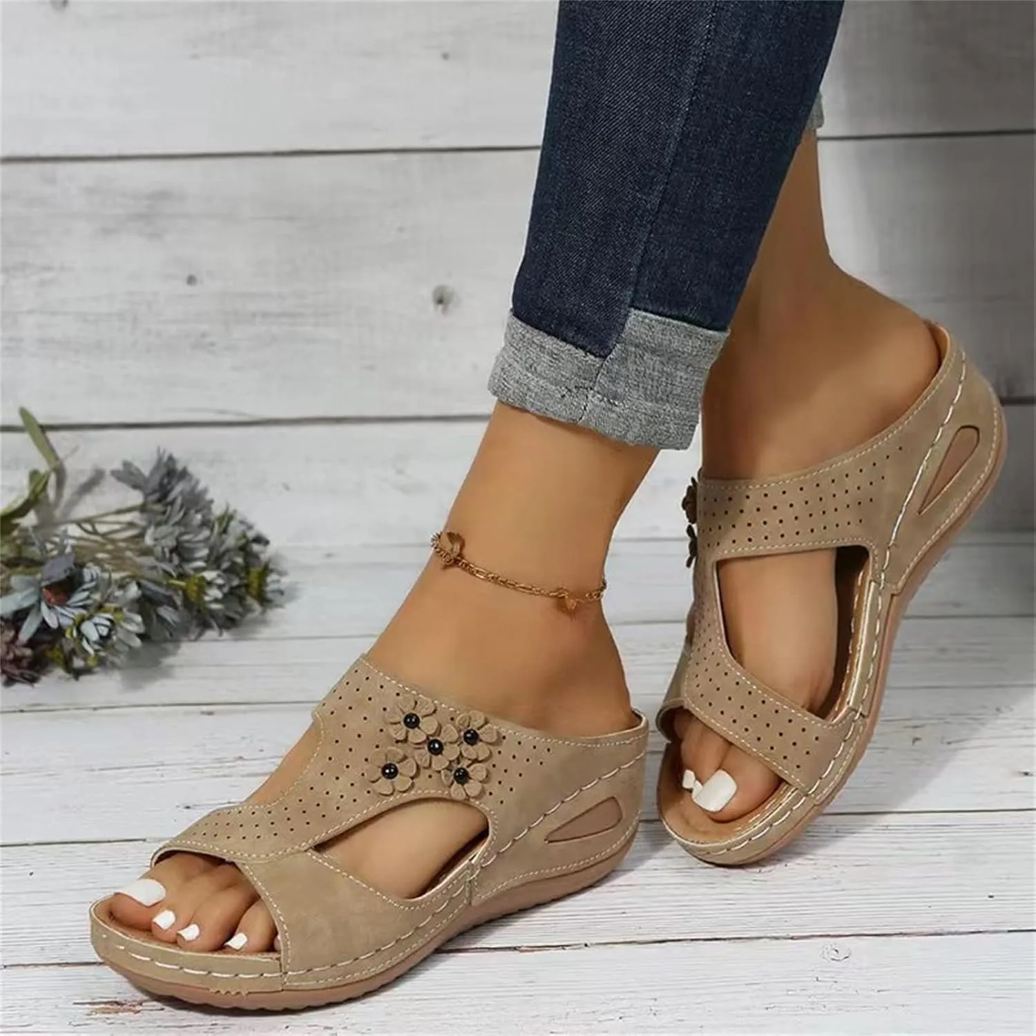 Sandals Women Comfortable Dressy Wedge Orthopedic Slippers Arch Support Flip Flops Soft Summer Beach Orthotic Slides 2024