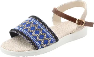Sandals Women knitted Thick Sole Orthopedic Women's Sandals Summer Dressy Flats Casual Comfortable Platform Sandals