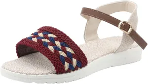 Sandals Women knitted Thick Sole Orthopedic Women's Sandals Summer Dressy Flats Casual Comfortable Platform Sandals