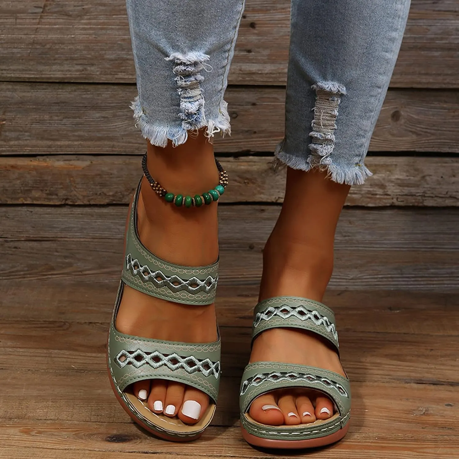 Sandals Women Open Toe Cross Strap Comfortable Walking Womens Sandals Flats Summer Dress Orthopedic Platform Sandals
