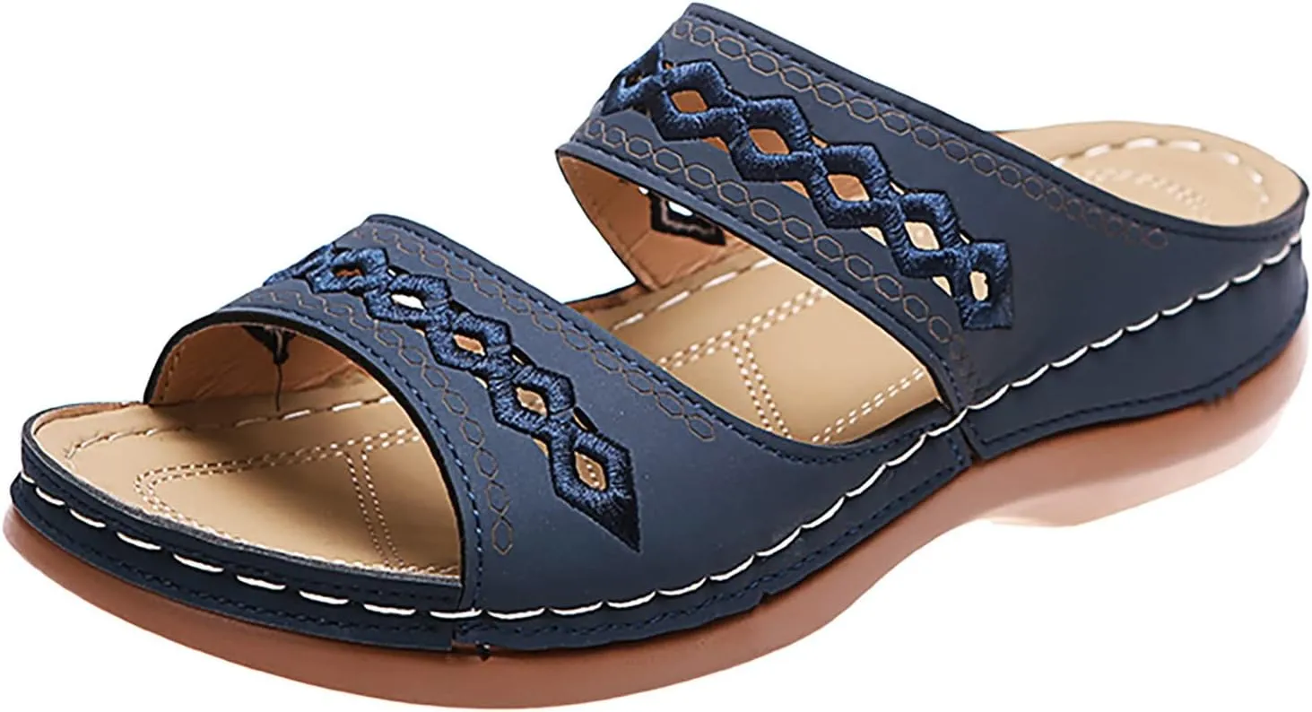 Sandals Women Open Toe Cross Strap Comfortable Walking Womens Sandals Flats Summer Dress Orthopedic Platform Sandals