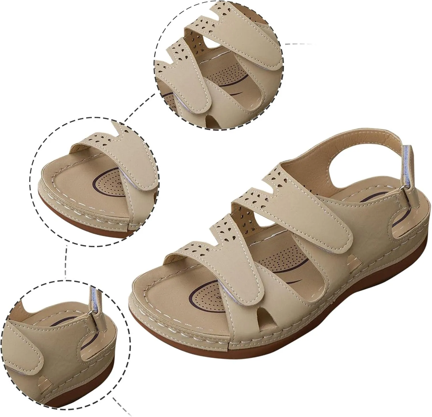 Sandals Women Open Toe Cross Strap Comfortable Wedge Womens Sandals Beach Summer Dressy Orthopedic Platform Sandals