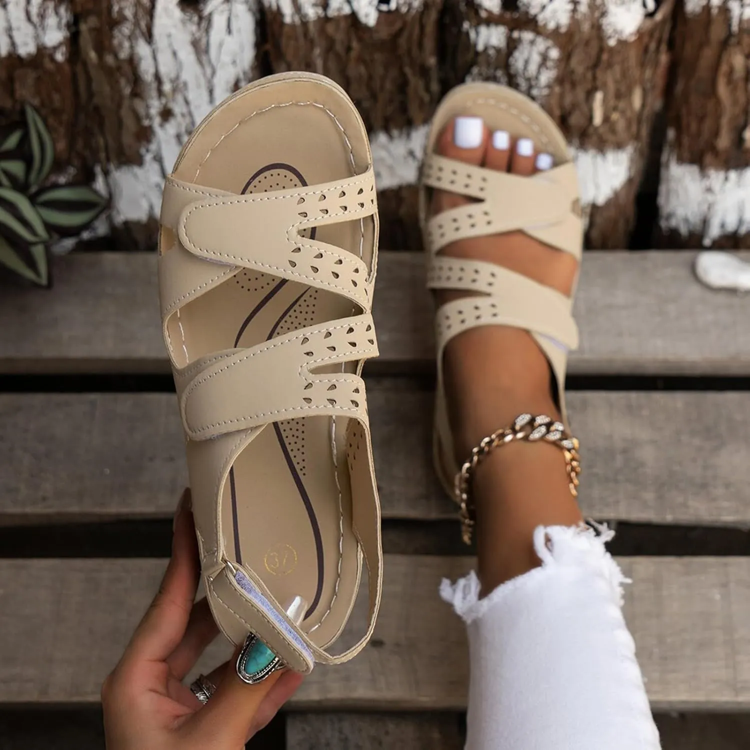Sandals Women Open Toe Cross Strap Comfortable Wedge Womens Sandals Beach Summer Dressy Orthopedic Platform Sandals
