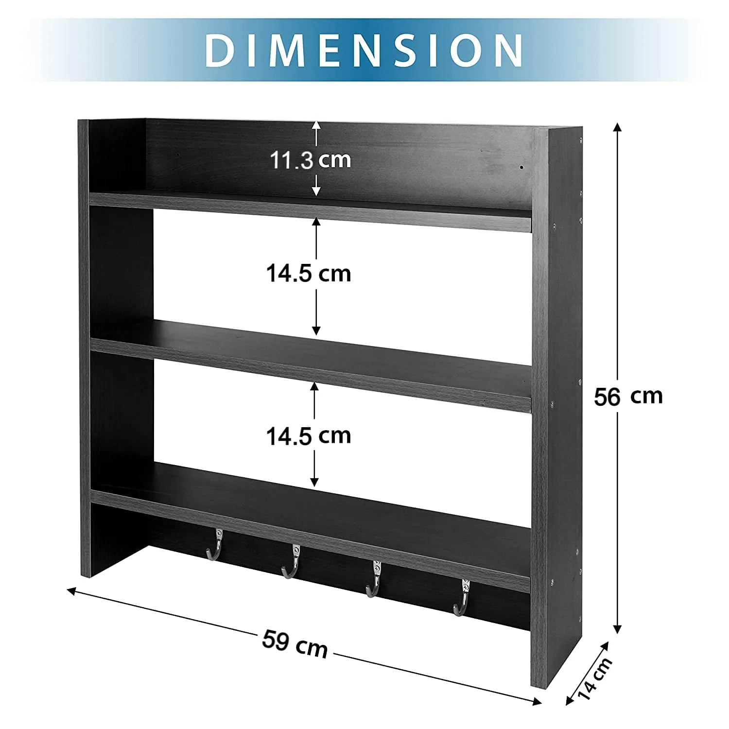 SAVYA HOME Wall Shelf, Book Shelf for Home Library, Kitchen Shelf | Wall Mounted Shelf, Floating Shelves | Durable Engineered Wood | Sturdy & Long Lasting Wall Shelf | Rectangular Wooden Rack