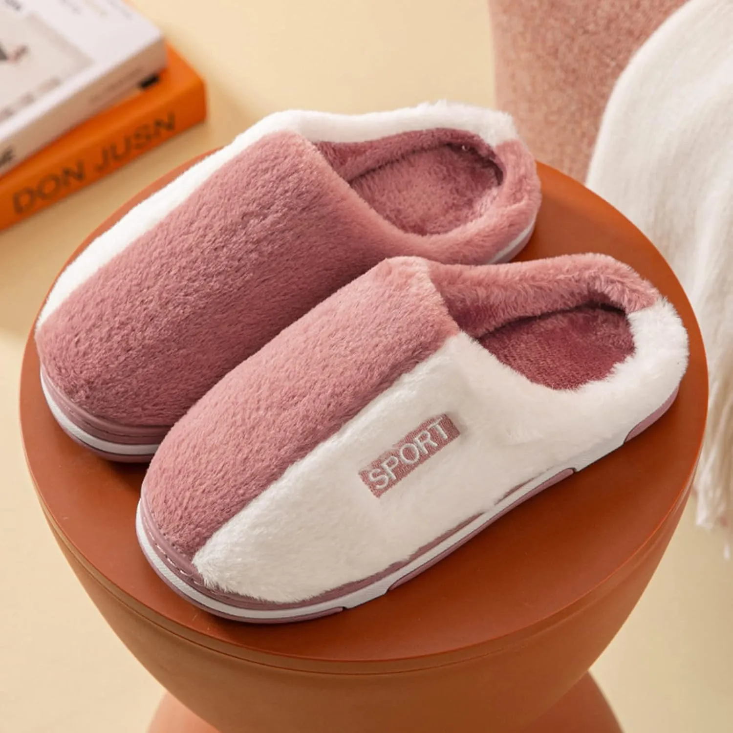 SBGMoSJ Womens Slip On Wide Width Indoor/Outdoor House Slippers Slippers for Men Winter Mens Slippers with Rubber Soles Hotel Slippers for Men Mens Christmas Gifts Gifts for Wife 2023