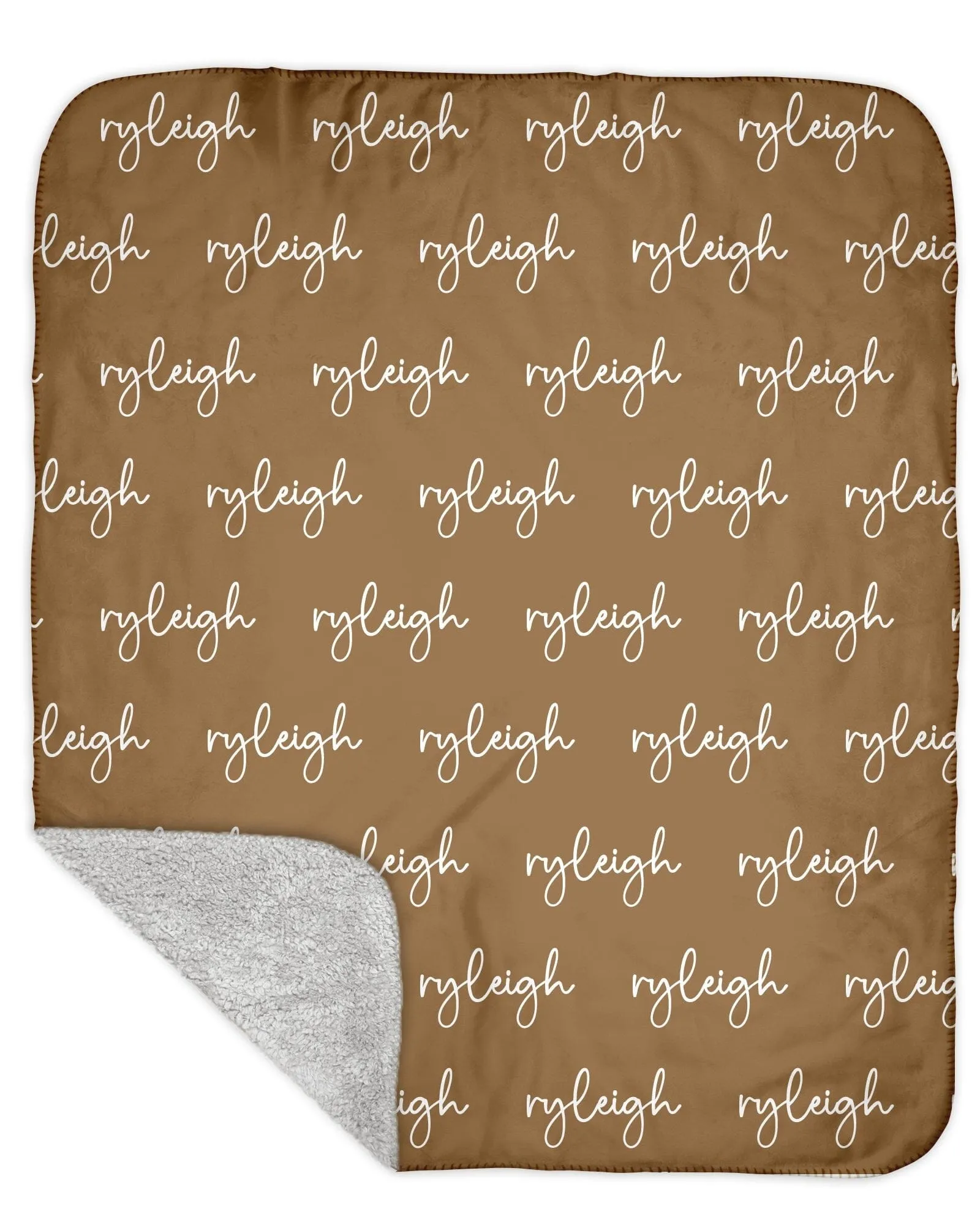Sherpa Back Personalized Name Blanket - Script  (BOHO COLOR OPTIONS)