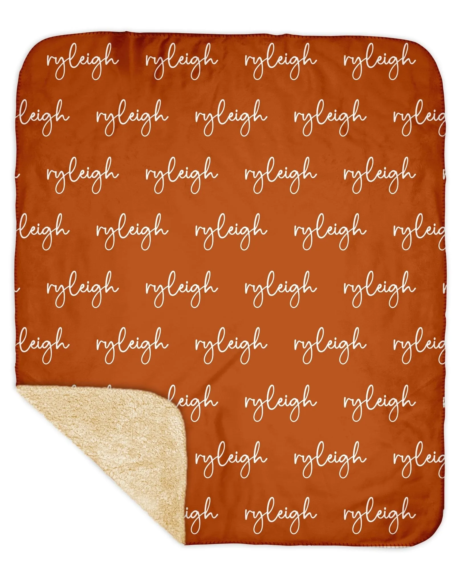 Sherpa Back Personalized Name Blanket - Script  (BOHO COLOR OPTIONS)