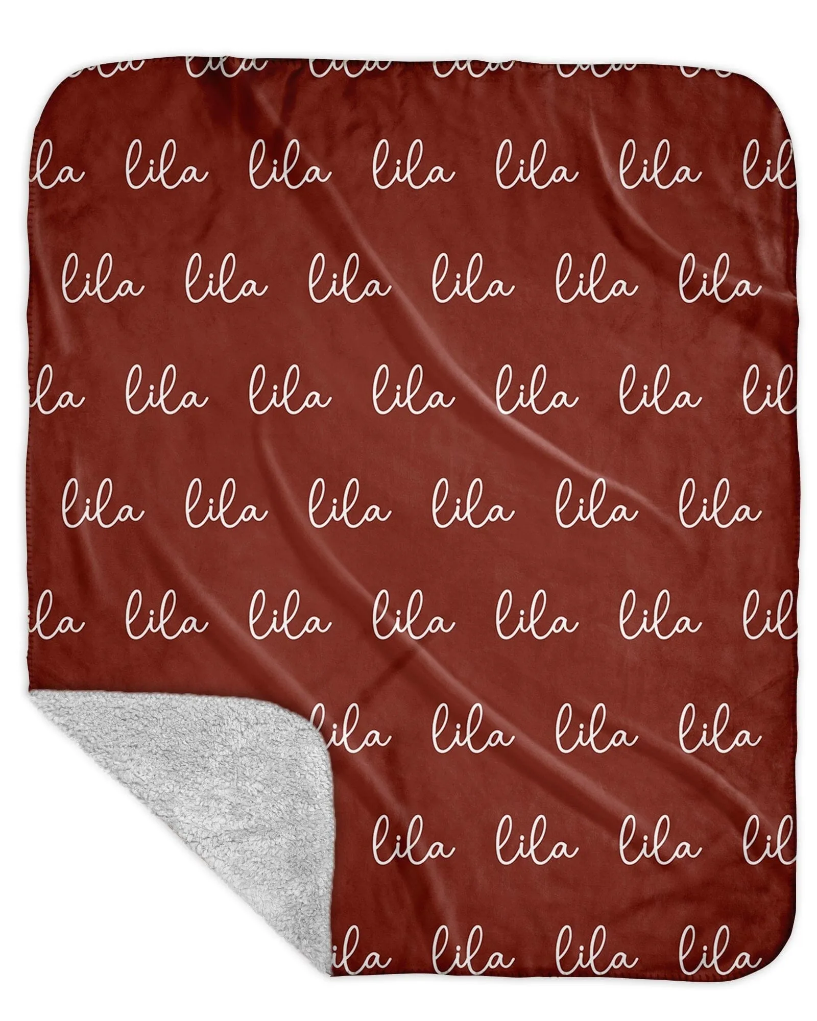 Sherpa Back Personalized Name Blanket - Script  (BOHO COLOR OPTIONS)