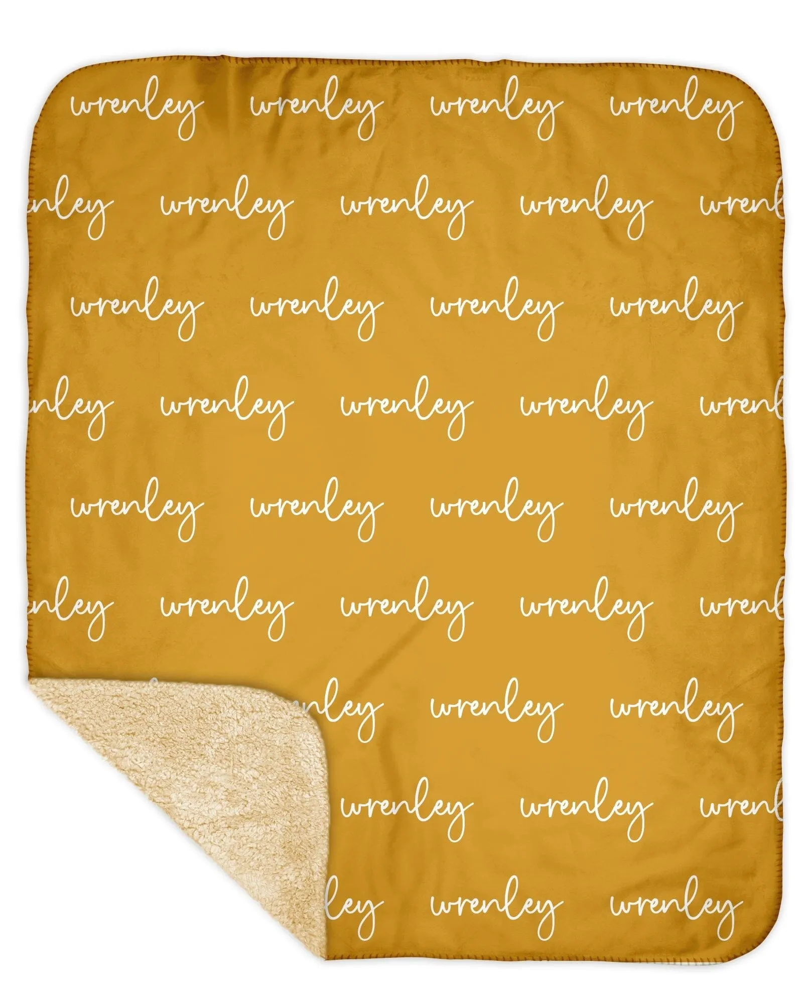 Sherpa Back Personalized Name Blanket - Script  (BOHO COLOR OPTIONS)