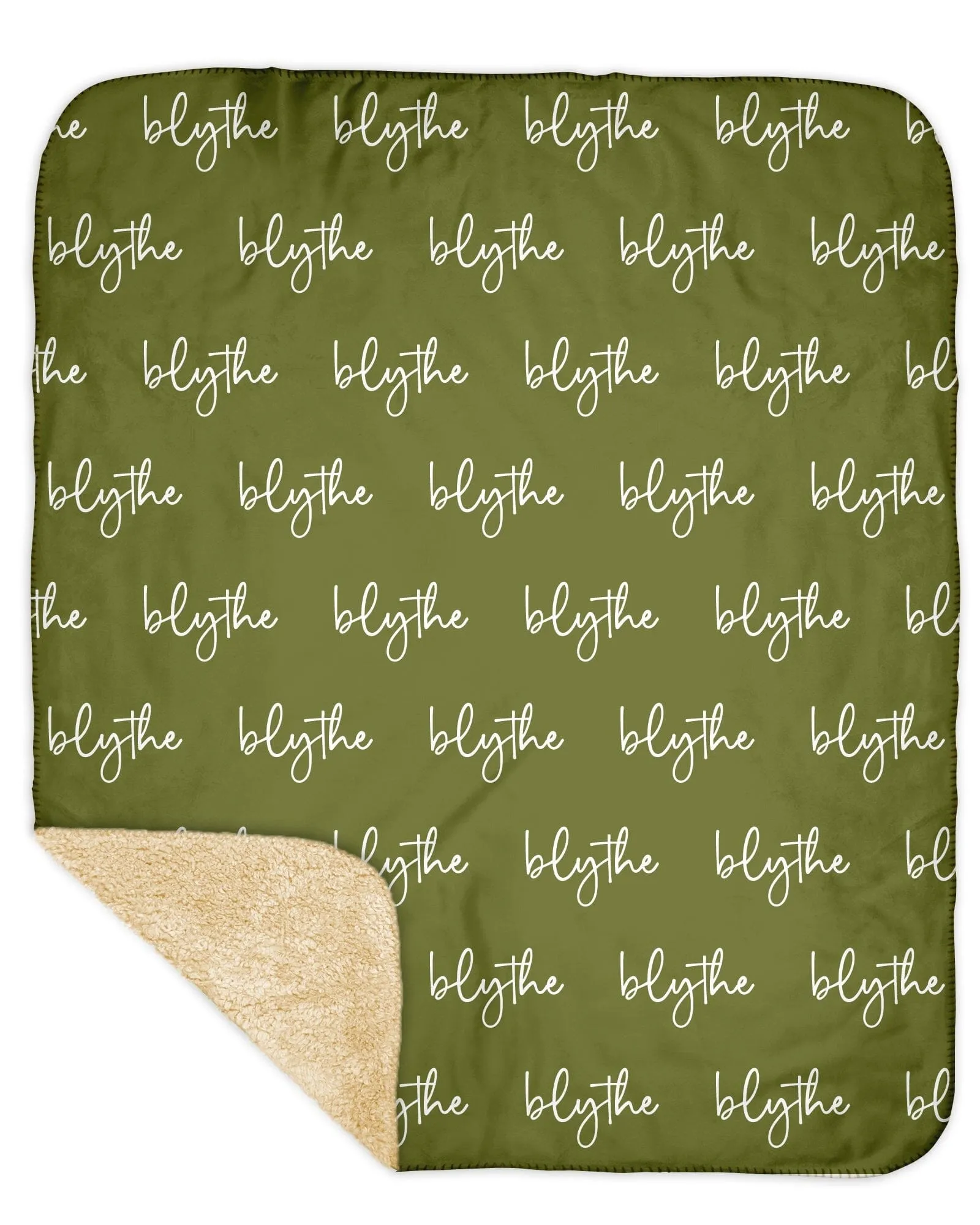 Sherpa Back Personalized Name Blanket - Script  (BOHO COLOR OPTIONS)