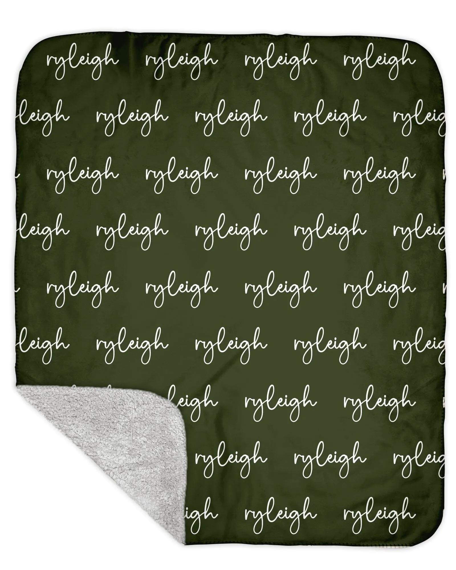 Sherpa Back Personalized Name Blanket - Script  (BOHO COLOR OPTIONS)