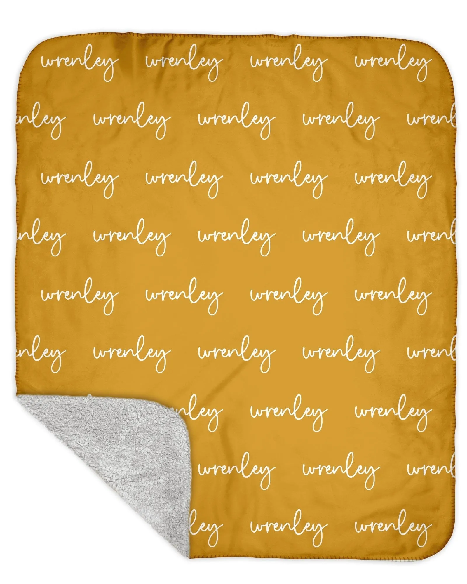 Sherpa Back Personalized Name Blanket - Script  (BOHO COLOR OPTIONS)