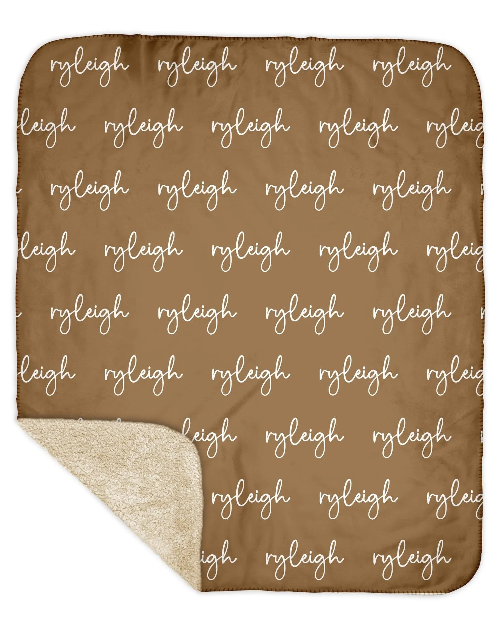 Sherpa Back Personalized Name Blanket - Script  (BOHO COLOR OPTIONS)