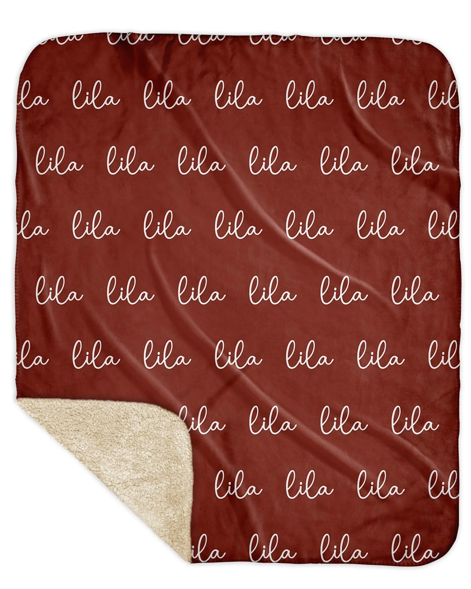 Sherpa Back Personalized Name Blanket - Script  (BOHO COLOR OPTIONS)