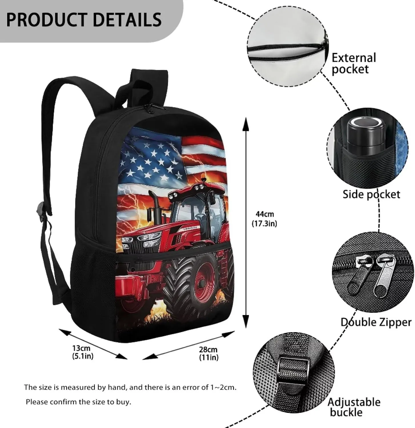 Showudesigns Trunk School Backpack for Boys 8-12 12-14 Elementary School Bags American Flag Bookbag for Kids Girls Preschool Kindergarten Students Schoolbag Daypack Satchel