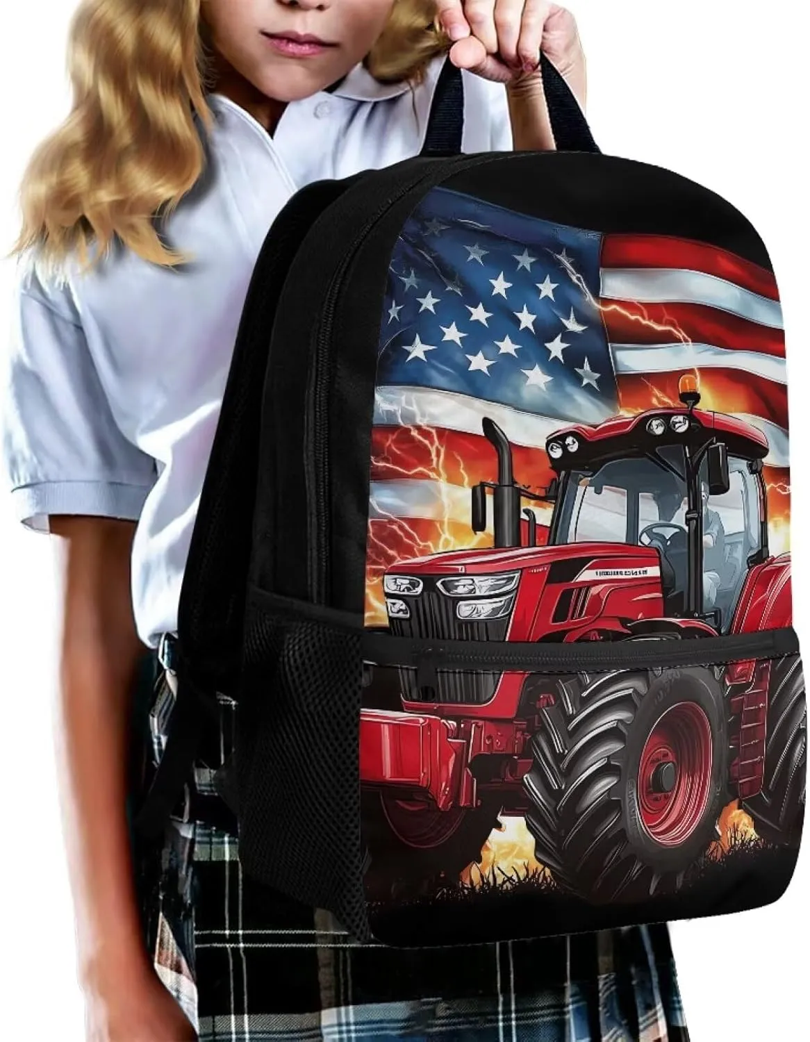 Showudesigns Trunk School Backpack for Boys 8-12 12-14 Elementary School Bags American Flag Bookbag for Kids Girls Preschool Kindergarten Students Schoolbag Daypack Satchel