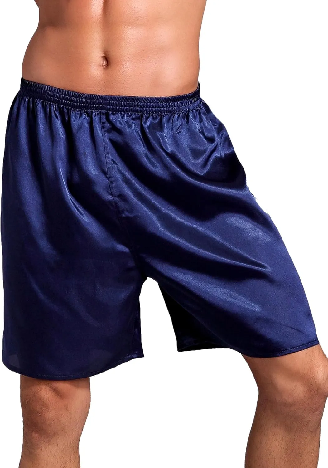 Silk Shorts Men Mid Elastic Waist Pajamas Shorts Comfy Satin Pjs Pants Sleepwear Boxer Shorts Sissy Lounge Shorts