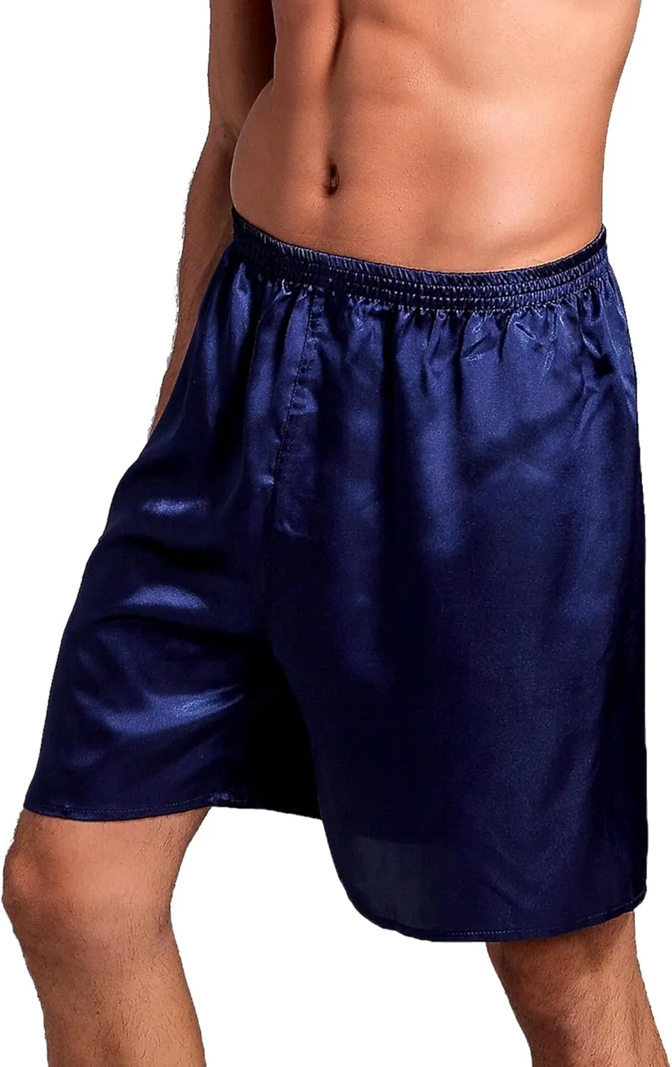 Silk Shorts Men Mid Elastic Waist Pajamas Shorts Comfy Satin Pjs Pants Sleepwear Boxer Shorts Sissy Lounge Shorts