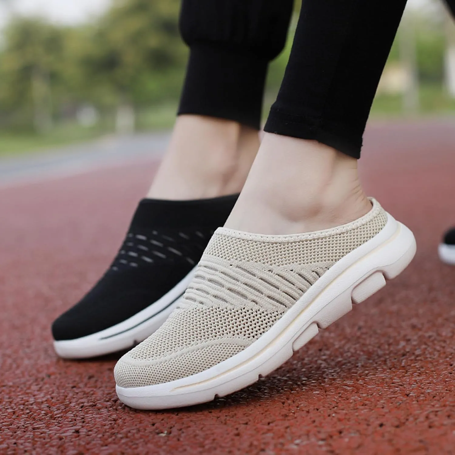Slip On Mules Breathable Mesh Slip On Clogs Wide Width Lightweight Sneakers Comfort Walking Mules Shoes for Women Men with Indoor Outdoor Anti-Skid Sole