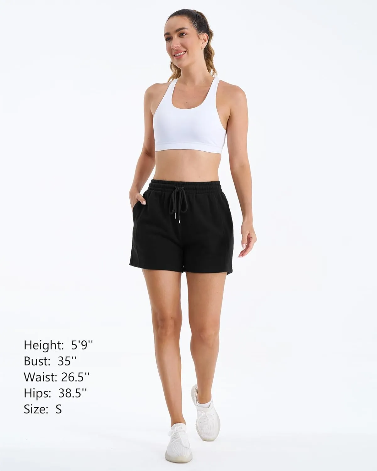Stelle Women's Drawstring Sweat Shorts Comfy Elastic Shorts Workout Lounge Shorts with Pockets