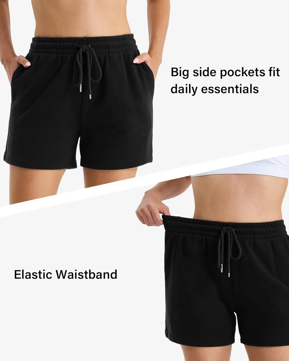 Stelle Women's Drawstring Sweat Shorts Comfy Elastic Shorts Workout Lounge Shorts with Pockets
