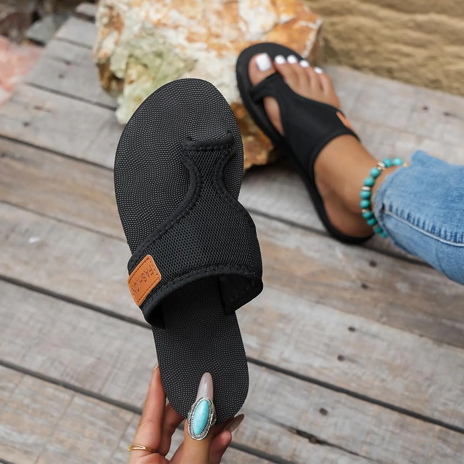 Summer Orthopedic Sandals for Women 2025 Comfortable Breathable Hollow Out Mesh Slide Flat Sandals Non Slip Beach Shower Walking Shoes Indoor Outdoor