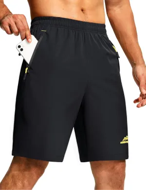 TACVASEN Men's Running Athletic Shorts 9" Quick Dry Workout Gym Shorts Lightweight Summer Shorts 3 Zipper Pockets