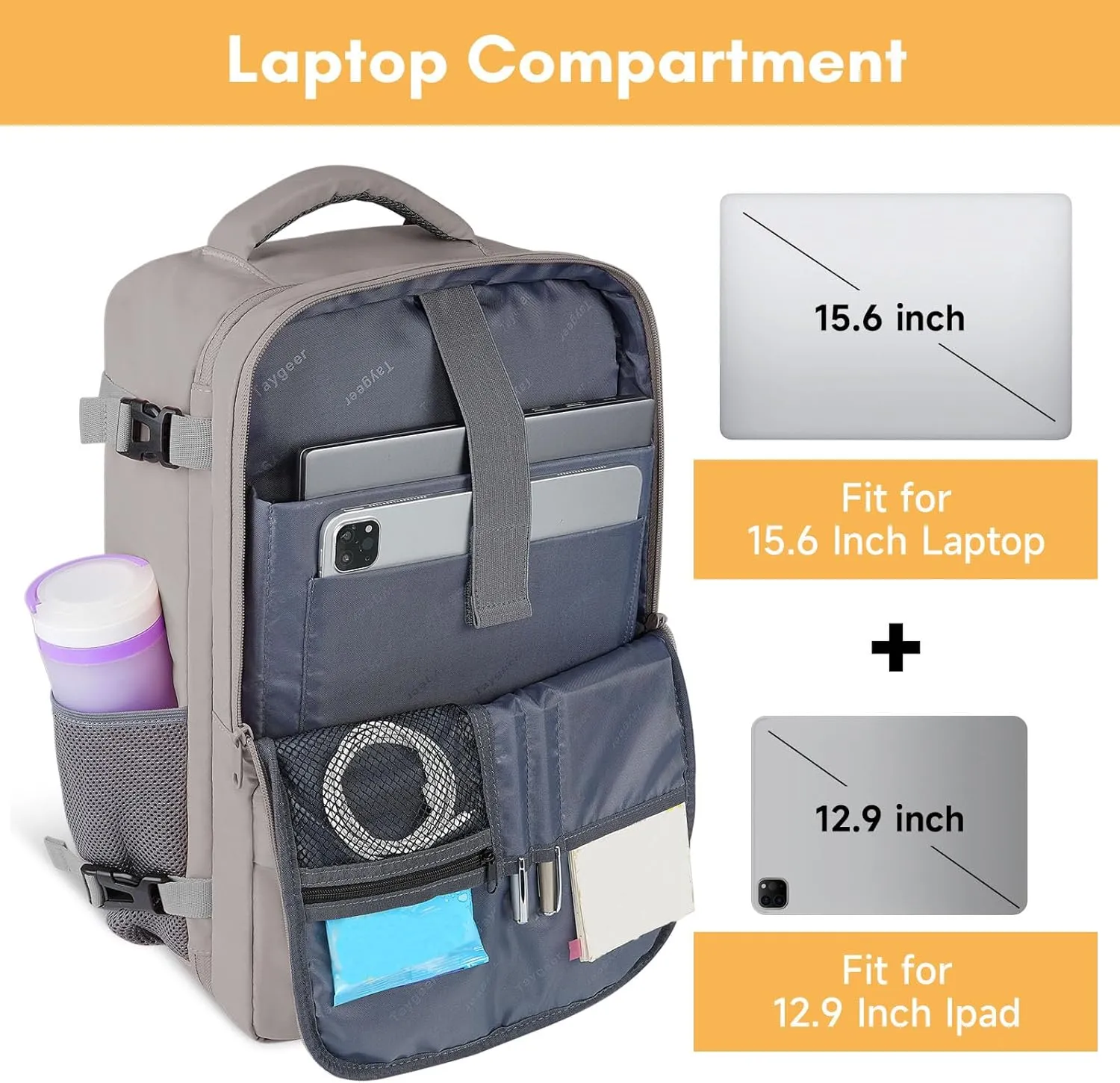 Taygeer Laptop Backpack Purse for Women, Backpack for College Essentials with 15.6inch Laptop Compartment, Travel Bag Airline Approved CarryOn Work Bag for Nursing Doctor Business Travel, Brown