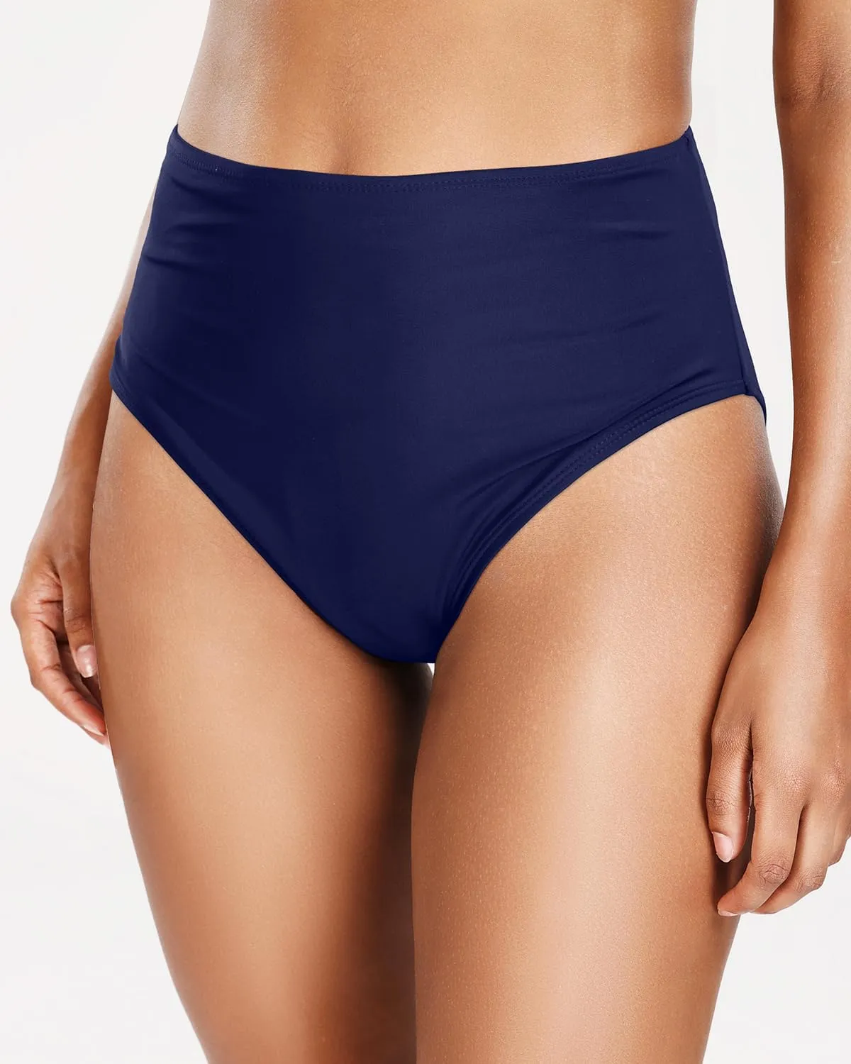 Tempt Me Womens High Cut High Waisted Bikini Bottoms Tummy Control Bathing Suit Bottoms Swim Bottom Swimsuit Bottom