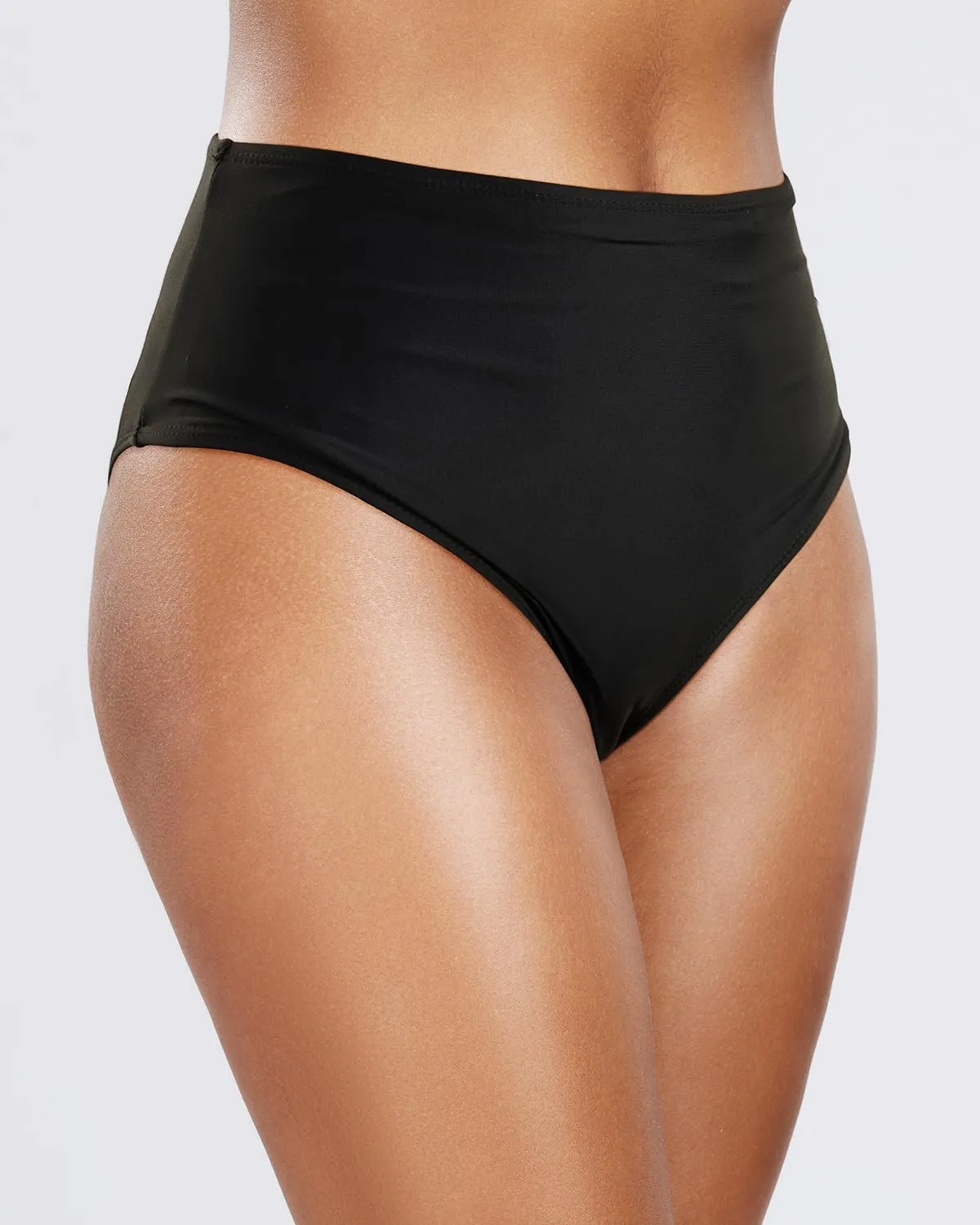 Tempt Me Womens High Cut High Waisted Bikini Bottoms Tummy Control Bathing Suit Bottoms Swim Bottom Swimsuit Bottom