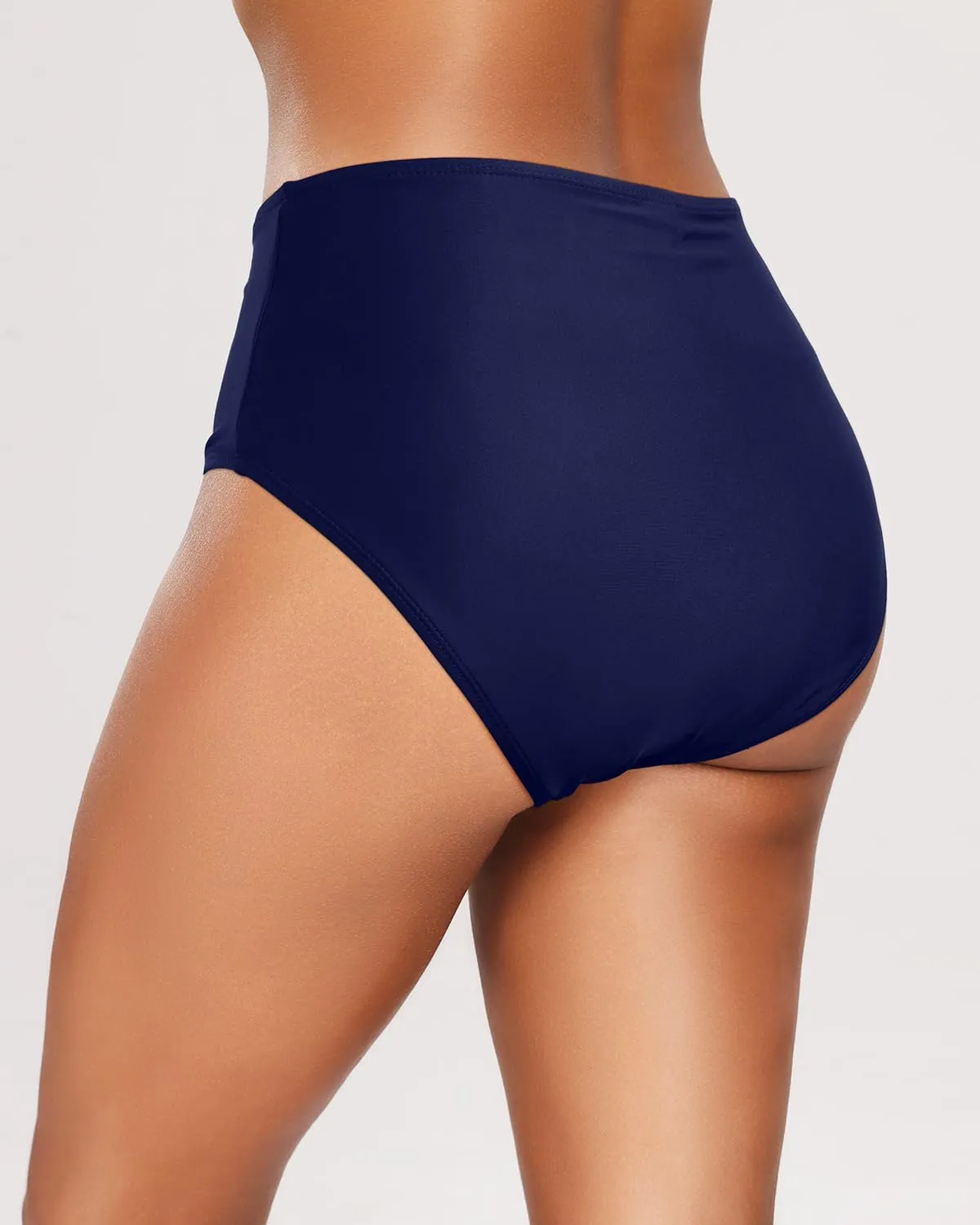 Tempt Me Womens High Cut High Waisted Bikini Bottoms Tummy Control Bathing Suit Bottoms Swim Bottom Swimsuit Bottom