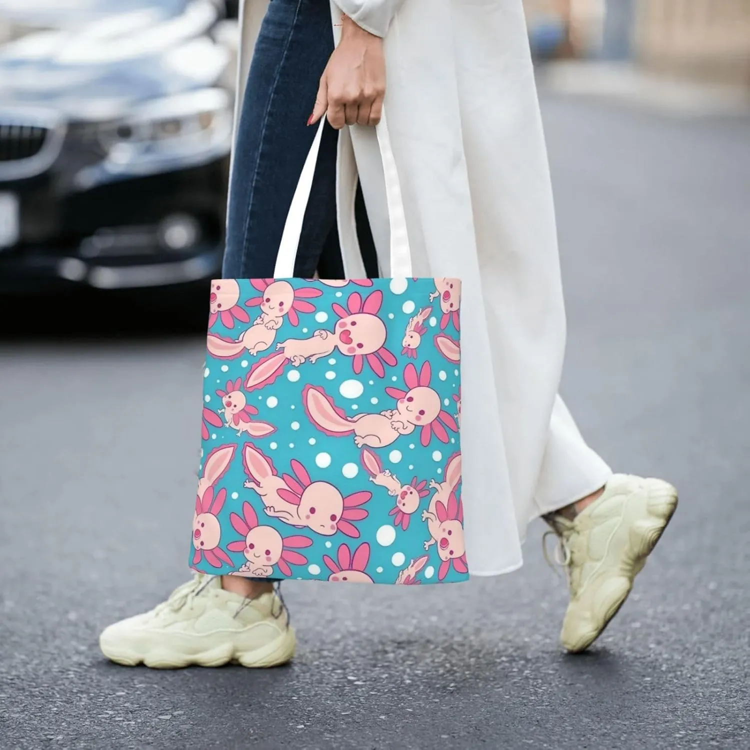 Topical Flowers Palm Leaves Tote Bag Reusable Shoulder Tote Bag For Women Lady Vacation, Shopping, Work