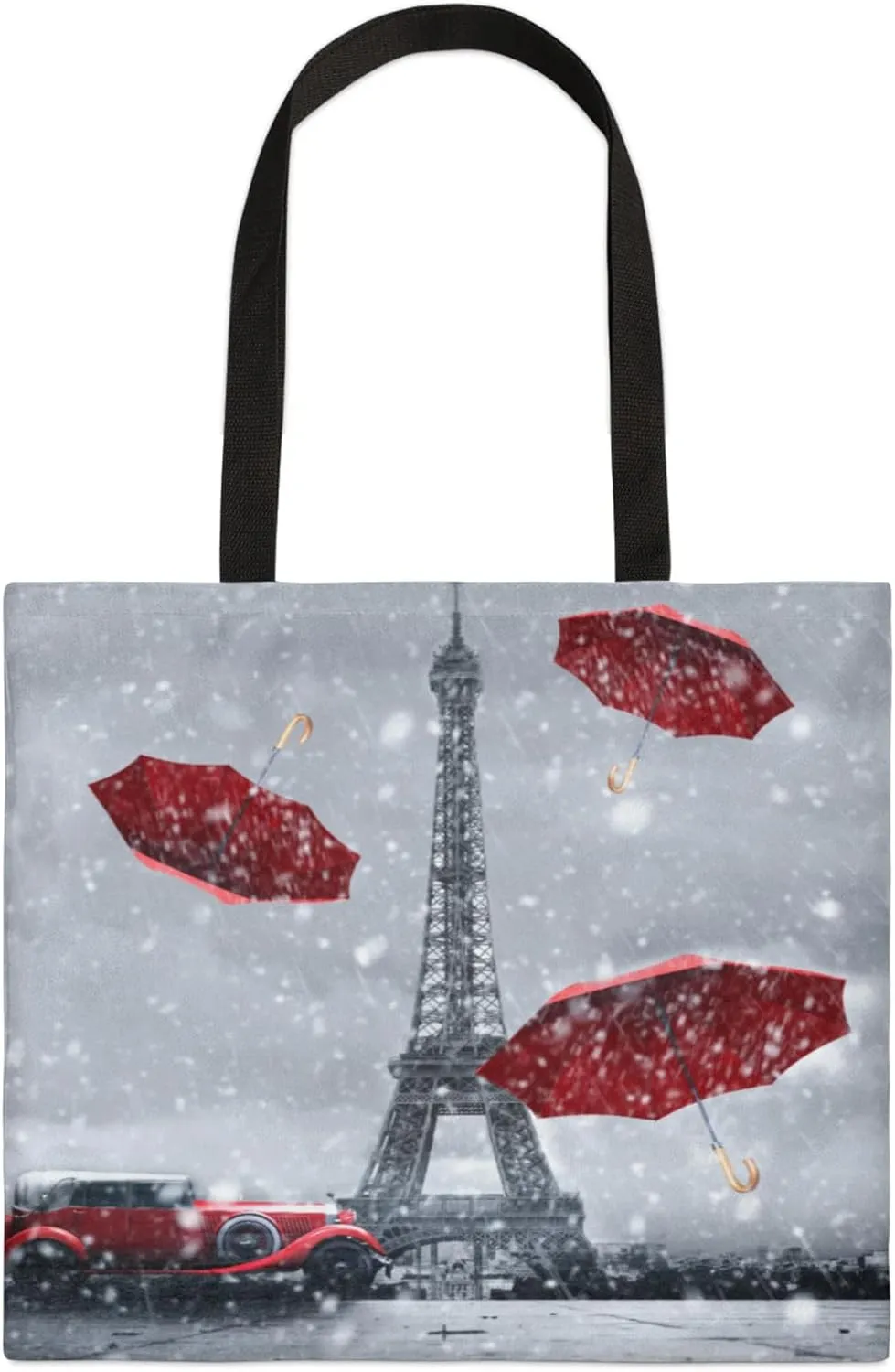 Tower Umbrella Car Square Canvas Tote Bag Top Handle Purses Stylish Women Canvas Shoulder Tote Bags Reusable Handbags for Work Travel Picnic Beach Shopping Gym Hiking
