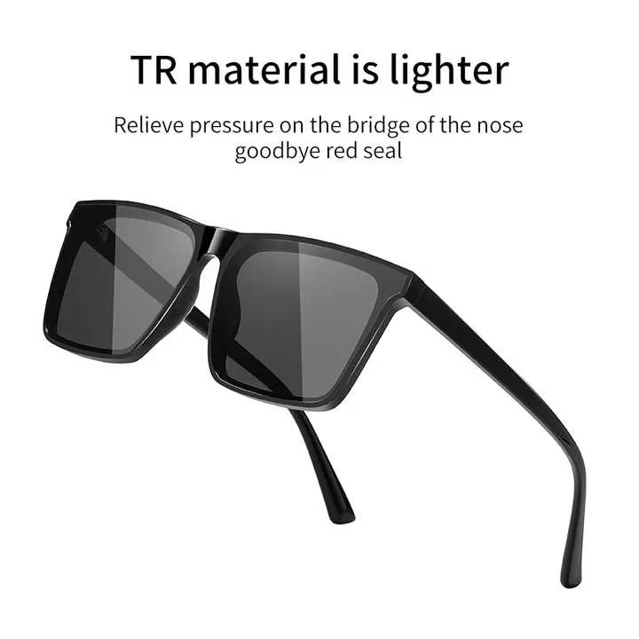 TR90 نظارة شمسية مستقطبة مربعة ممتازة فاخرة . TR90 Premium Luxury Square Polarized Sunglasses for