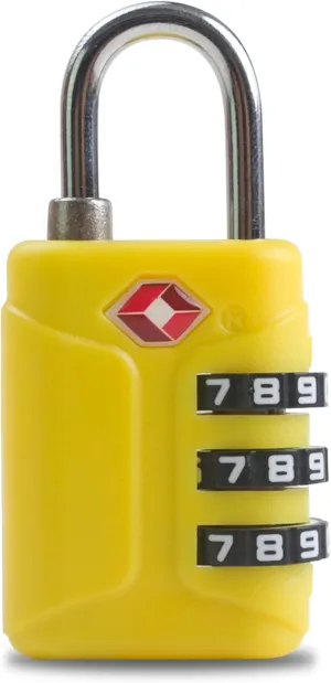 Travel Luggage Locks TSA Approved, 3 Digit Combination Padlock for Travel Accessories, Combo Lock with Code for Gym Locker, Suitcase, Cabinet, Gun Case, Toolbox, Backpack Zipper (Yellow)