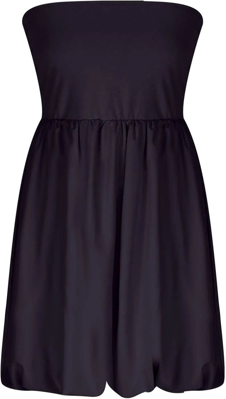 Tube Top Dress for Women 2025 Summer Casual Smocked Ruffle A Line Sundress Trendy Strapless Party Short Mini Dresses