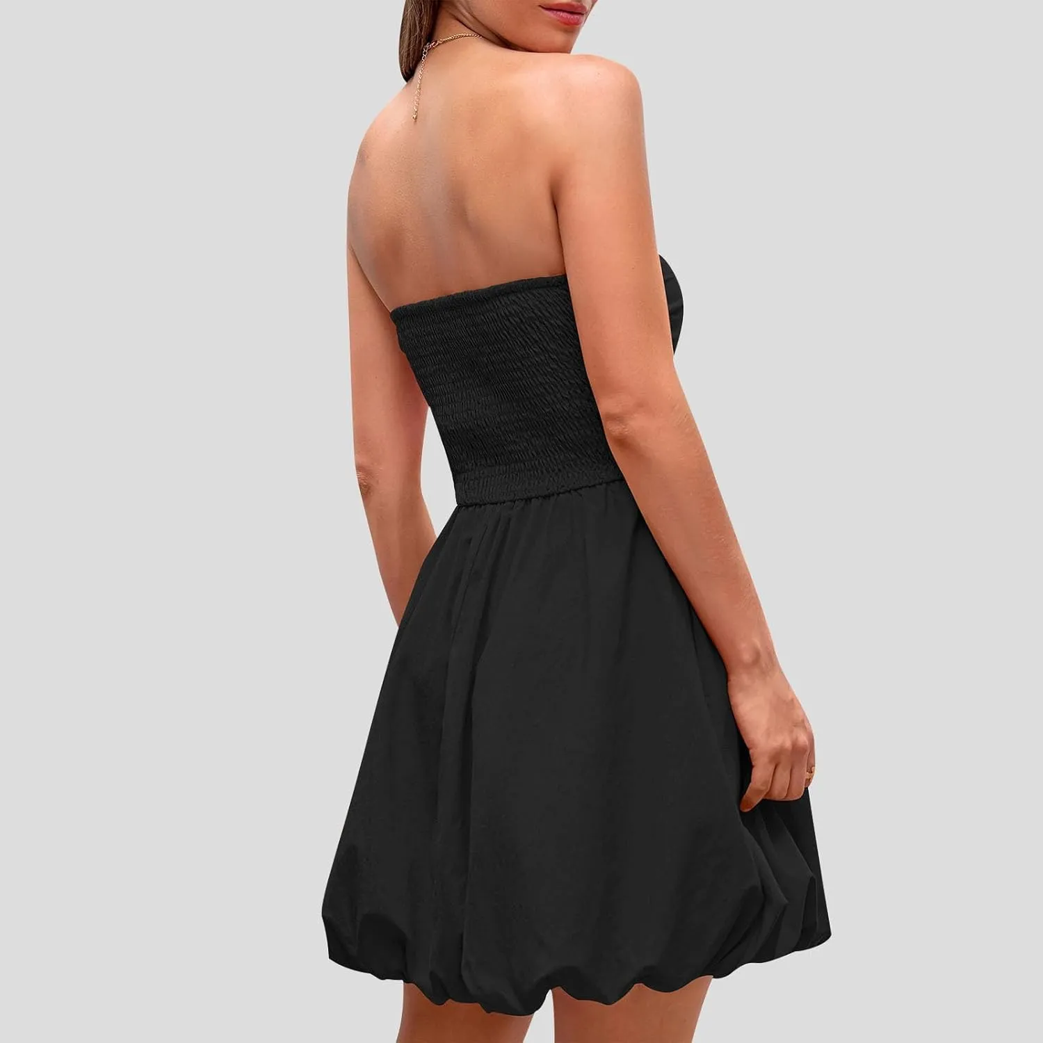 Tube Top Dress for Women 2025 Summer Casual Smocked Ruffle A Line Sundress Trendy Strapless Party Short Mini Dresses