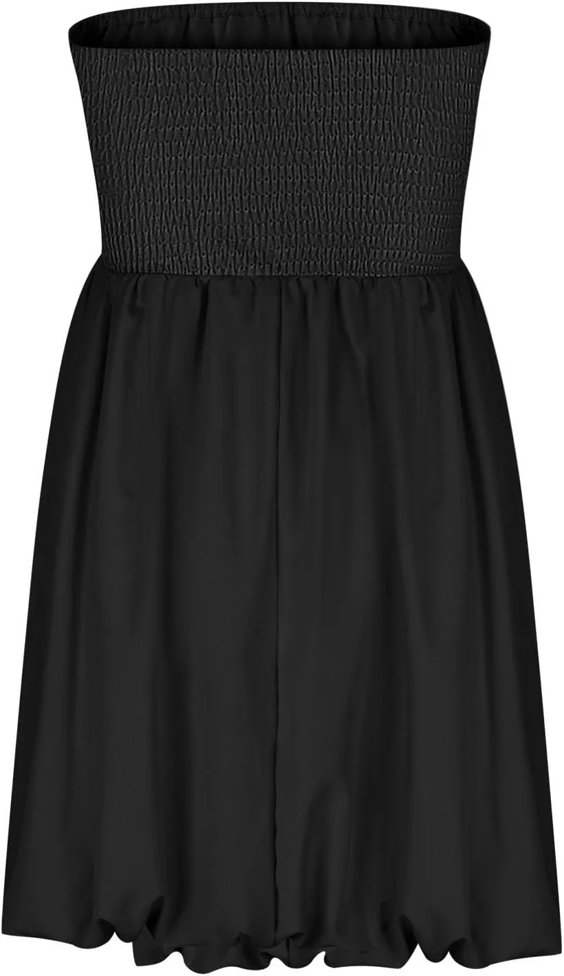 Tube Top Dress for Women 2025 Summer Casual Smocked Ruffle A Line Sundress Trendy Strapless Party Short Mini Dresses