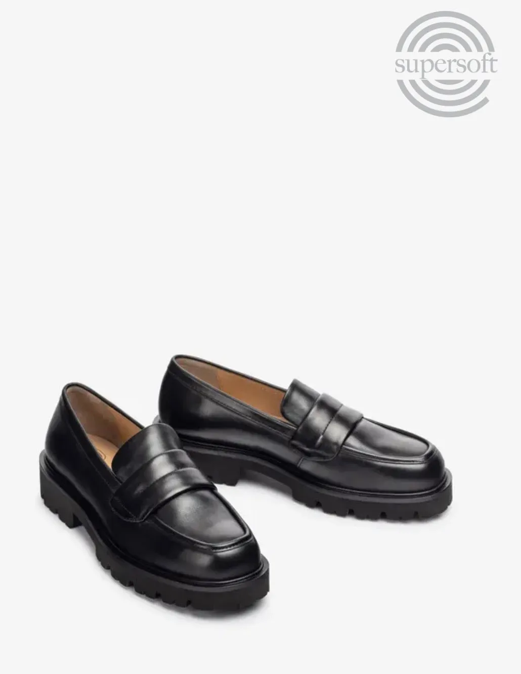 Unisa Fragata loafer i sort glatt skinn med lett sle