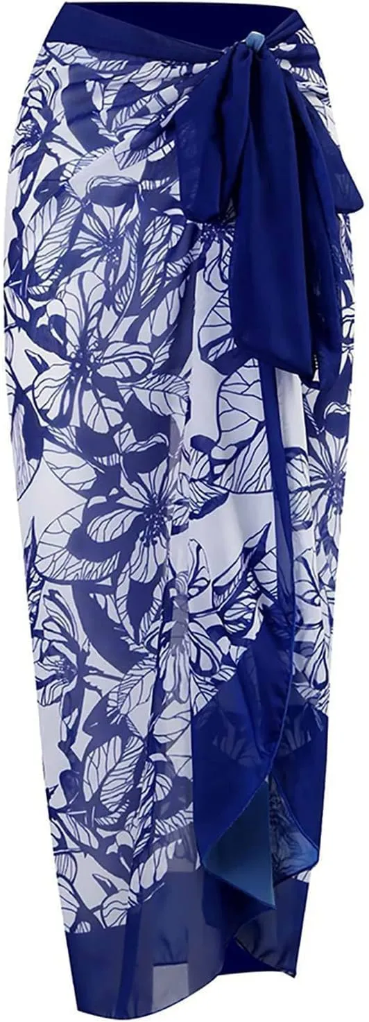 UOQAPRE Women Swimsuit with Cover Up Sporlike Two Piece Wrap Sarong Monokini Bikini Swimsuits Tummy Control Tankini Set