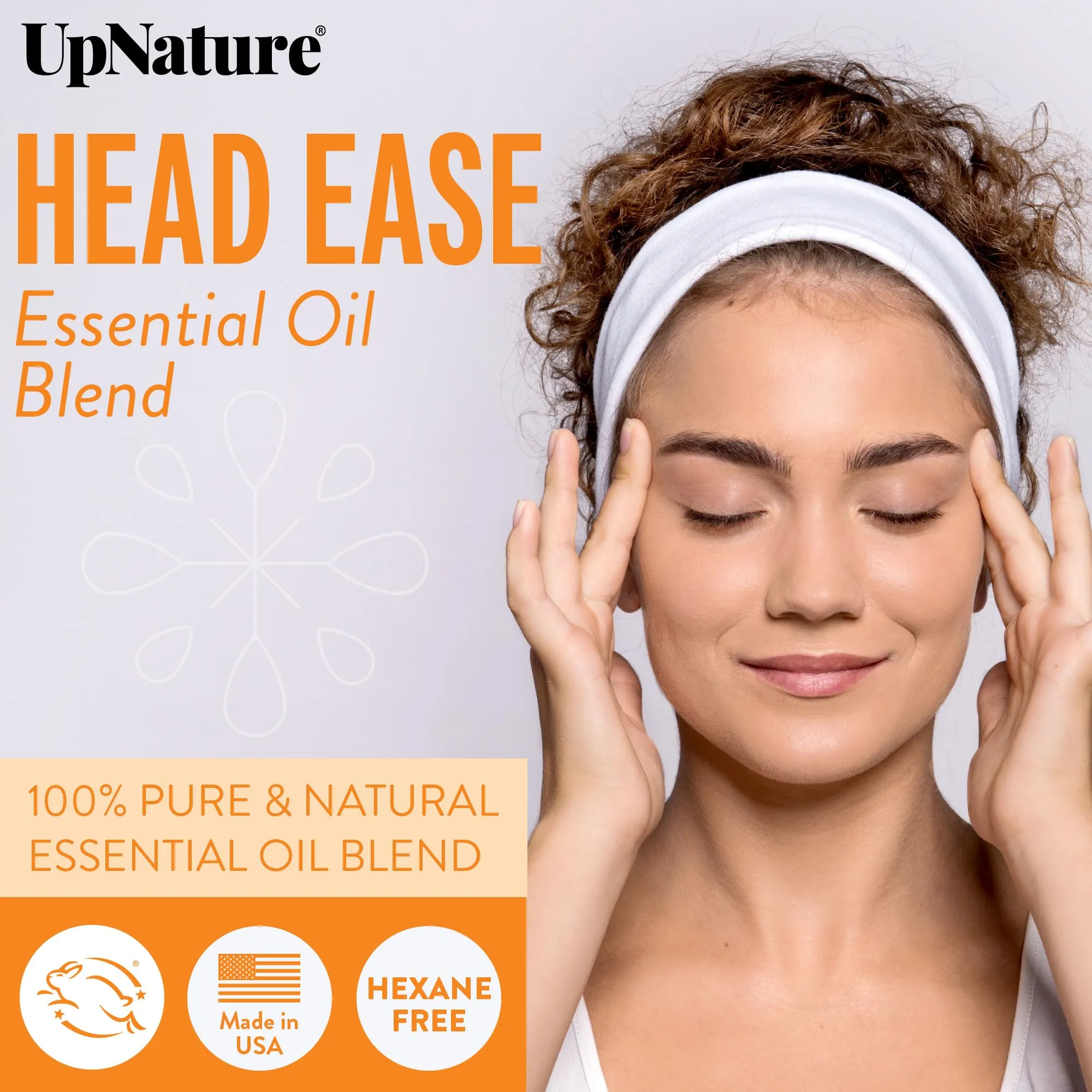 UpNature Head Ease Essential Oil Blend - 2oz   with Peppermint, Rosemary & Frankincense Oils   Aromatherapy Essential Oil