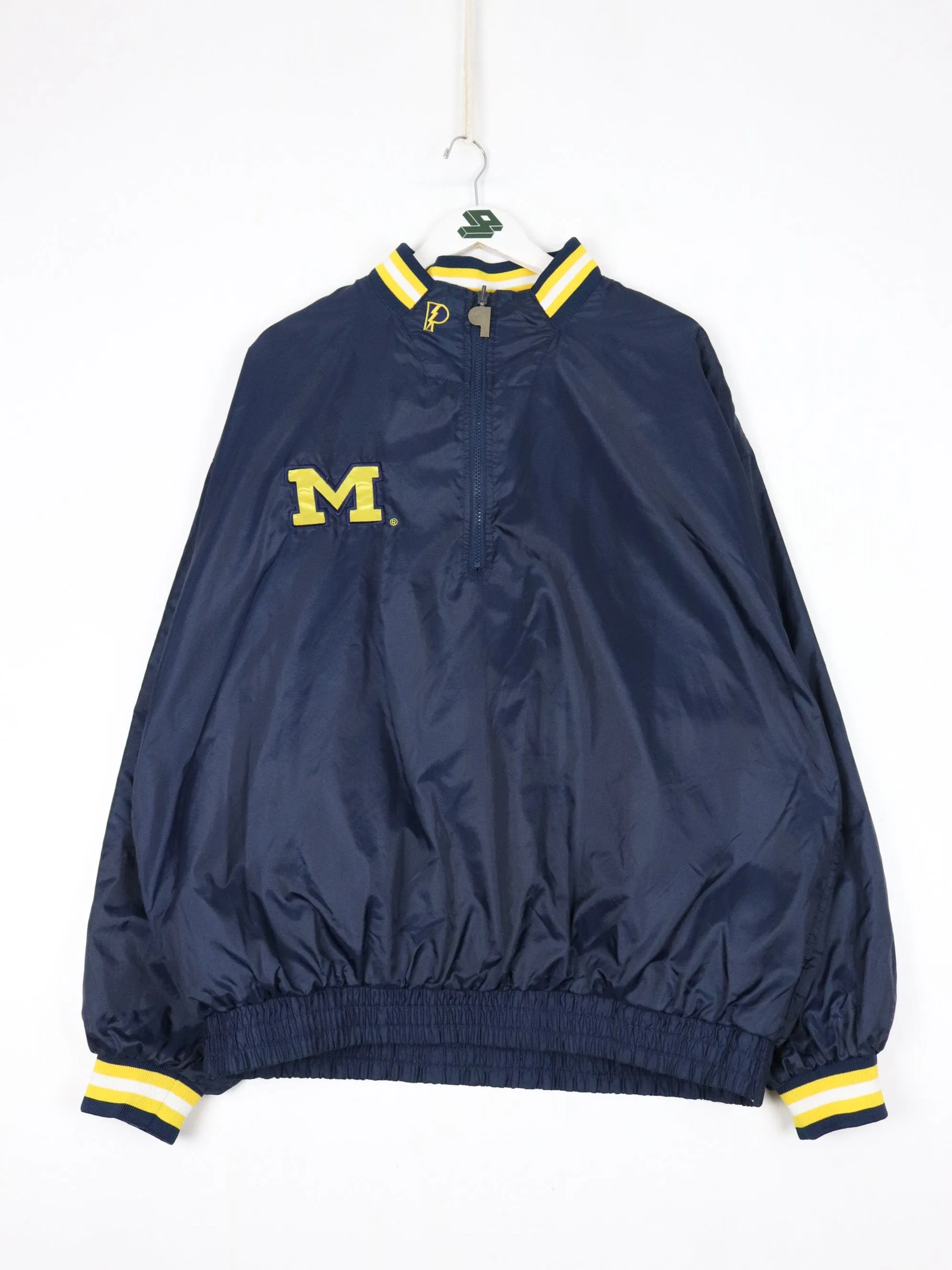 Vintage Michigan Wolverines Jacket Mens XL Blue Anorak Windbreaker