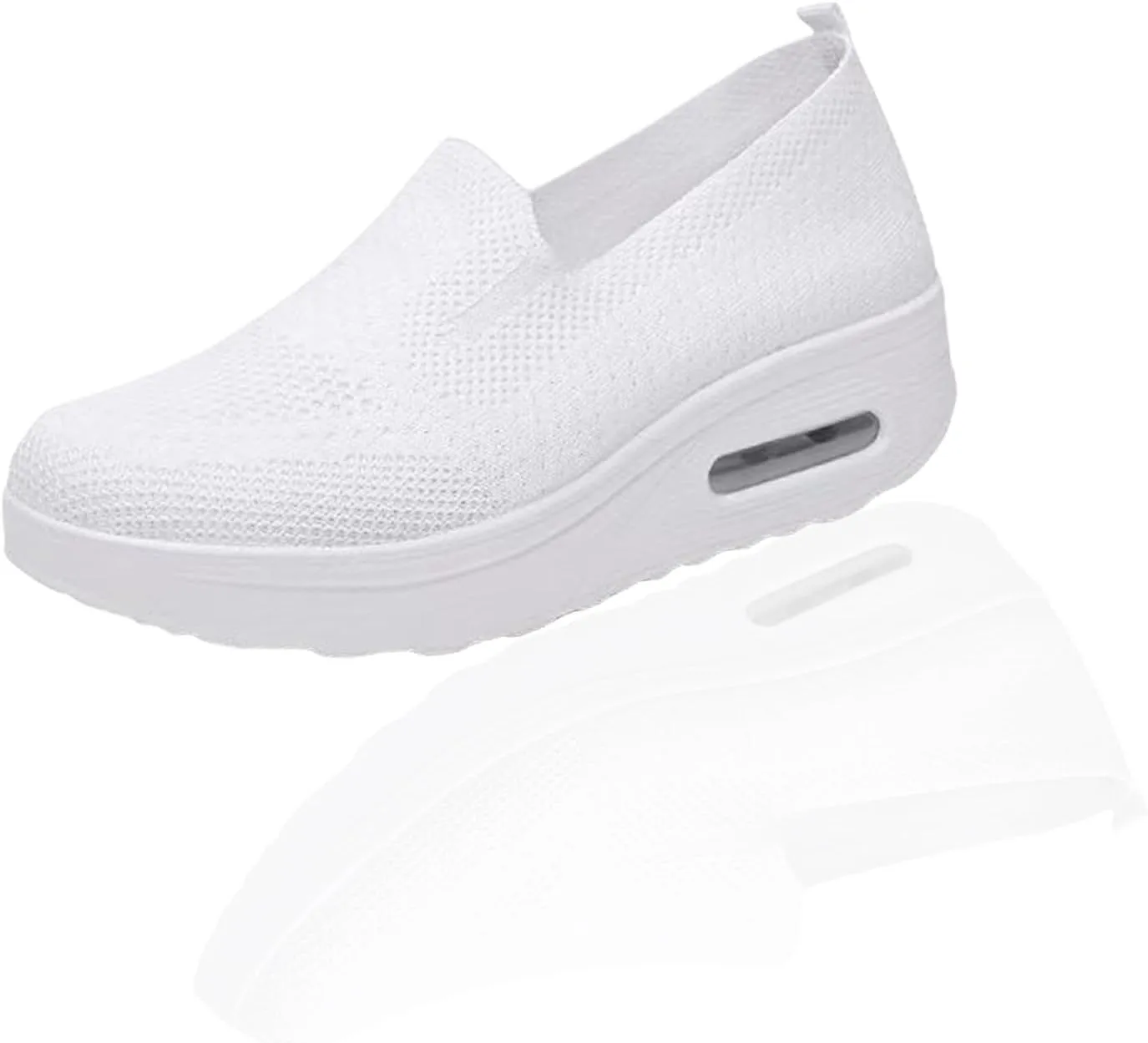 Vogany Orthopedic Sneakers Women, Slip-On Walking Shoes with Arch Support & Air Cushion, Breathable Knit Mesh Comfort Platform Sneakers