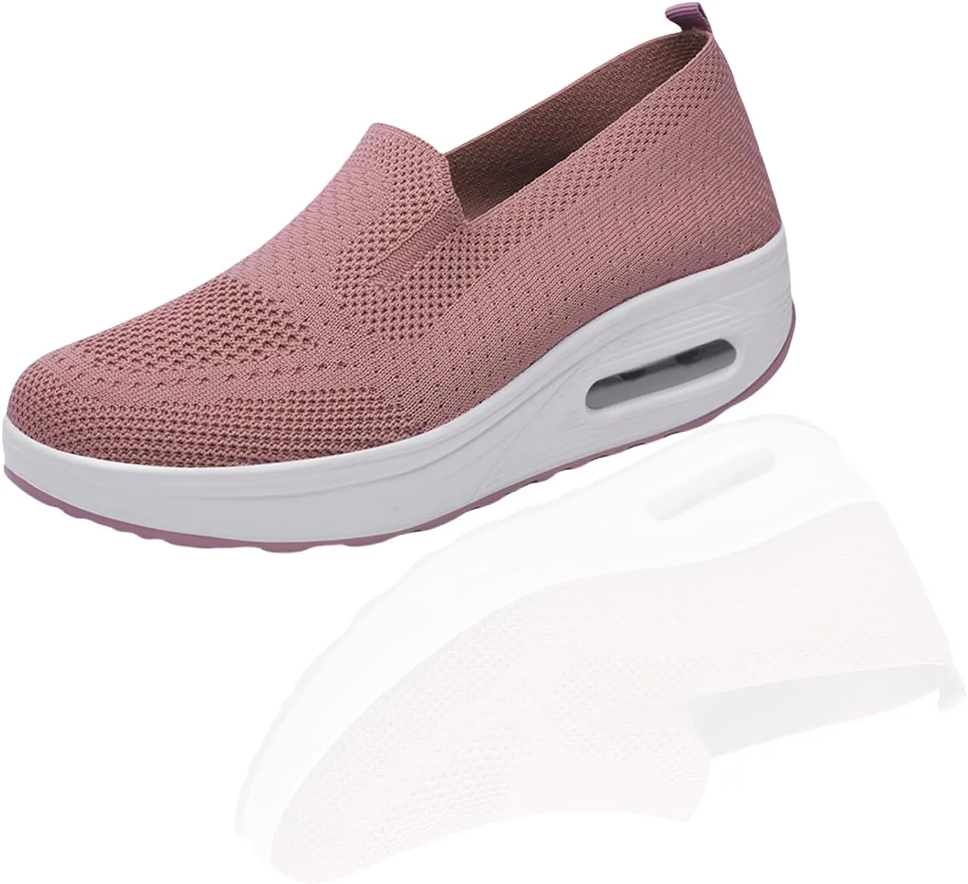 Vogany Orthopedic Sneakers Women, Slip-On Walking Shoes with Arch Support & Air Cushion, Breathable Knit Mesh Comfort Platform Sneakers