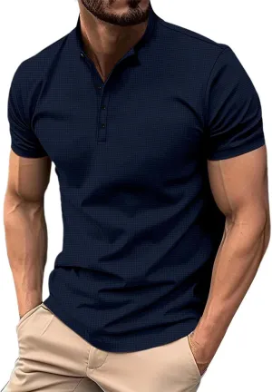 Waffle Polo Shirt for Men, Blade Collar Golf Polo Shirts 2024 Pique Short Sleeve Casual Classic Cotton Tee Shirts
