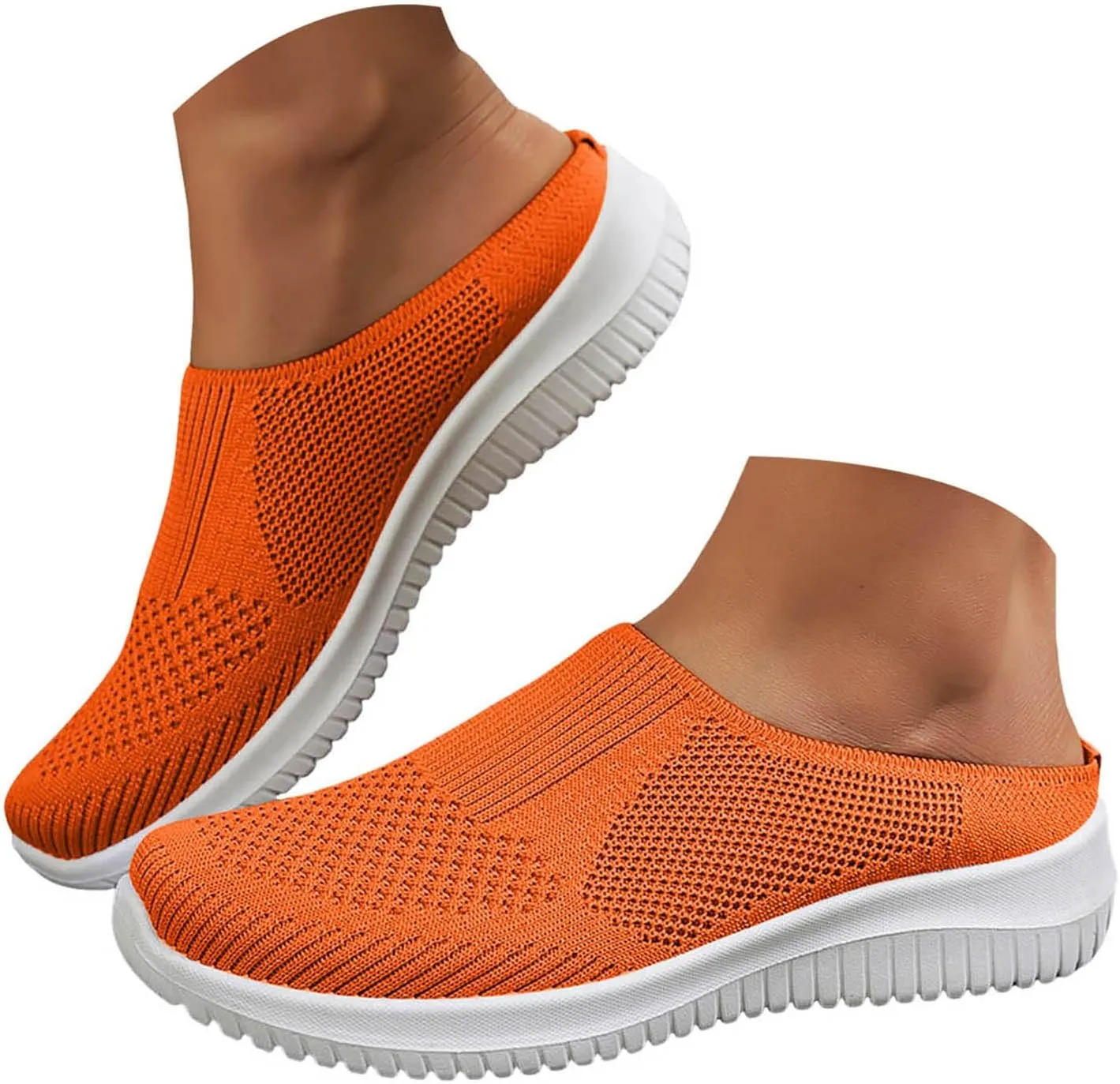 Walking Shoes Women 2025,Women's Mesh Breathable Flat Mule Sneakers Closed Round Toe Knit Backless Slip On Soft Sole Lightweight Walk Shoe for Vacation Work