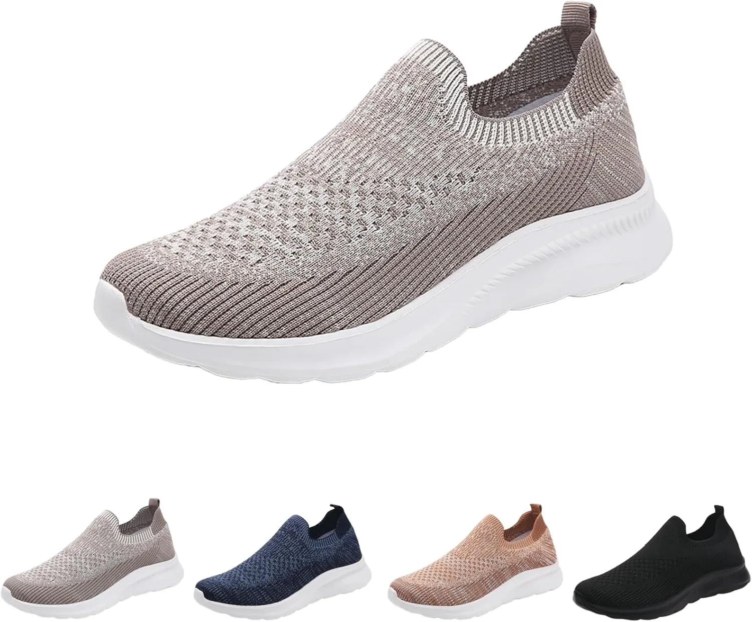 Walking Shoes Women Slip On Knit Mesh Running Sneakers Lightweight Breathable Non-Slip Casual Comfort Sports Shoes
