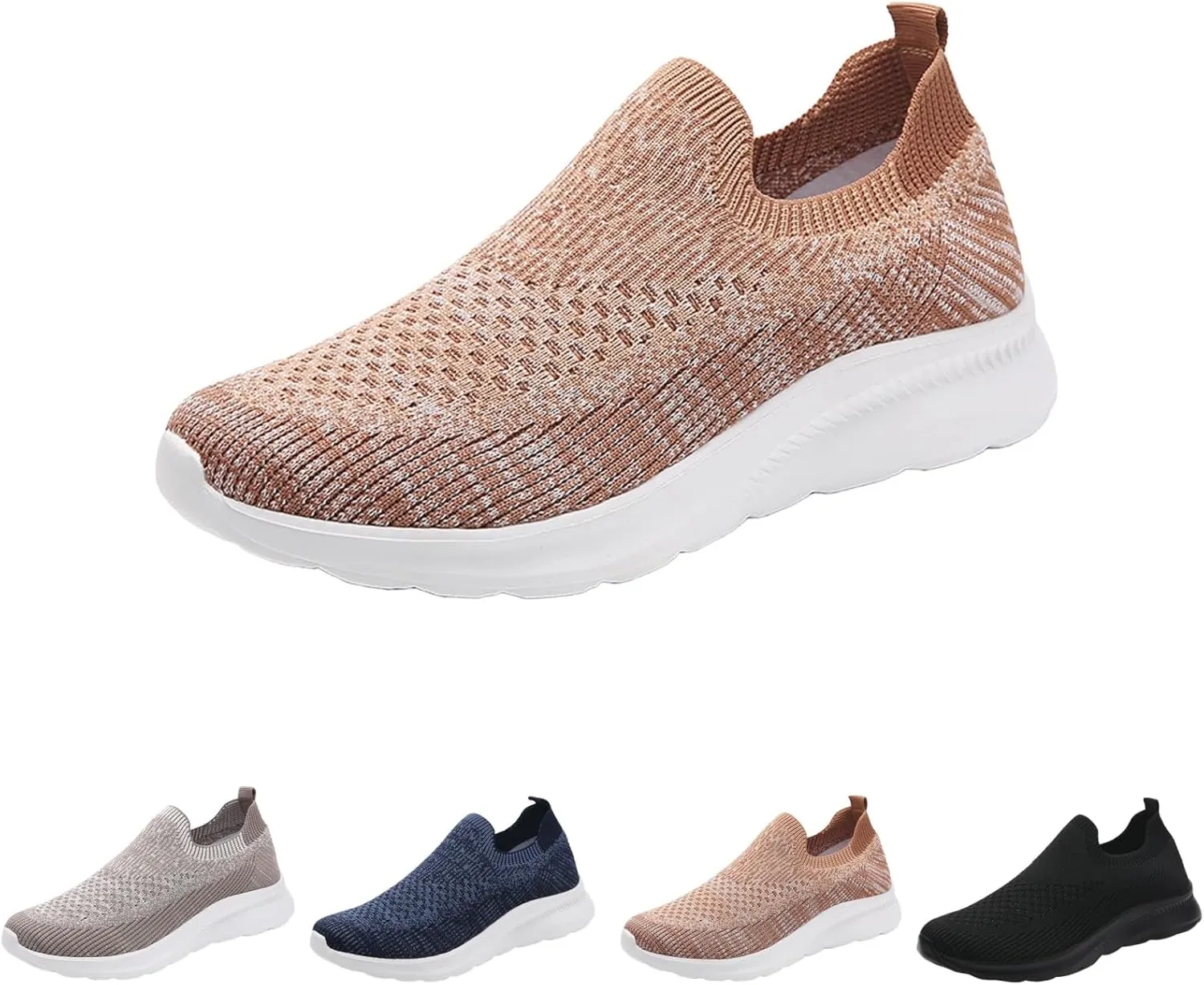 Walking Shoes Women Slip On Knit Mesh Running Sneakers Lightweight Breathable Non-Slip Casual Comfort Sports Shoes