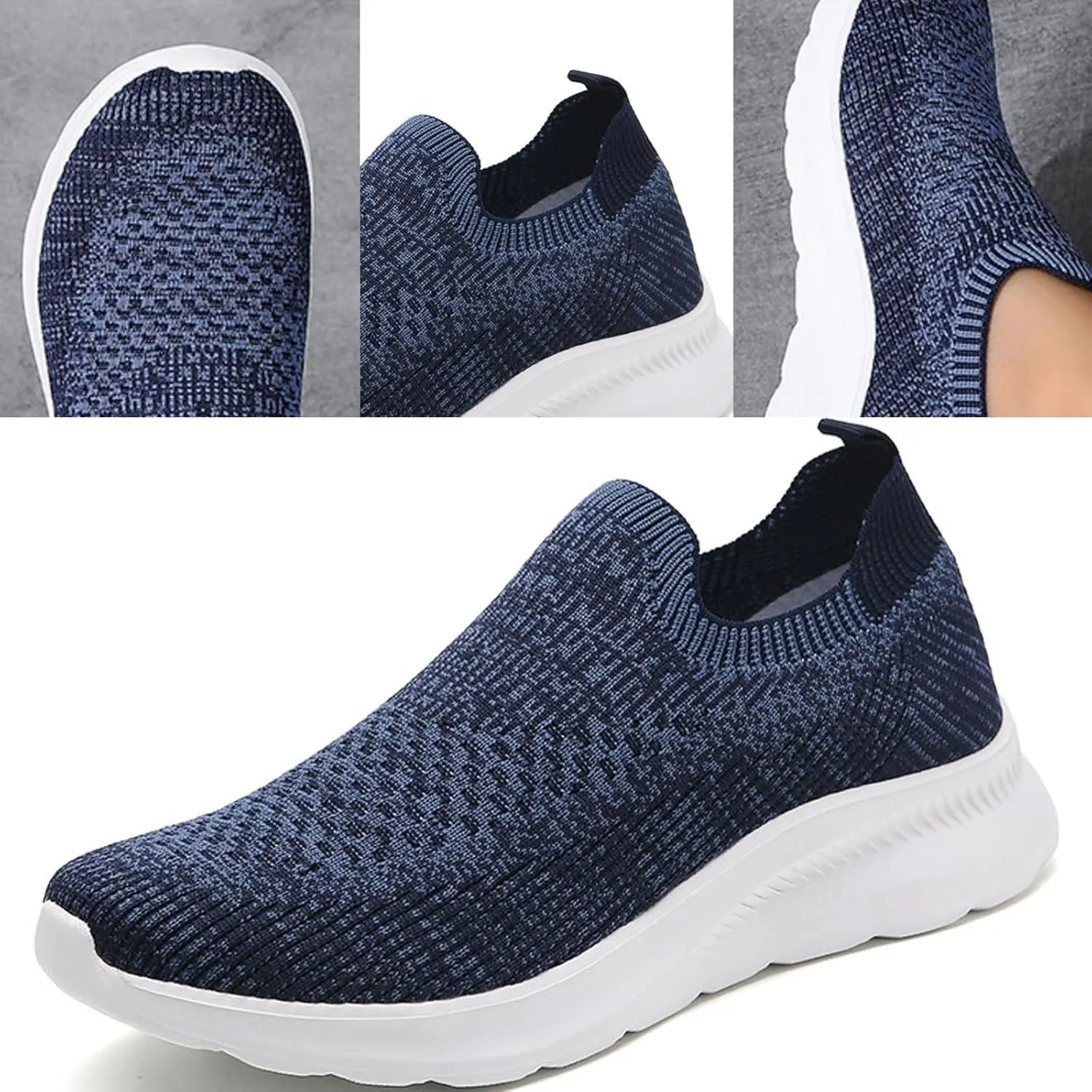 Walking Shoes Women Slip On Knit Mesh Running Sneakers Lightweight Breathable Non-Slip Casual Comfort Sports Shoes