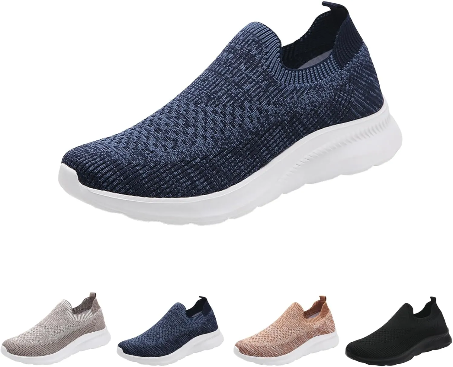 Walking Shoes Women Slip On Knit Mesh Running Sneakers Lightweight Breathable Non-Slip Casual Comfort Sports Shoes